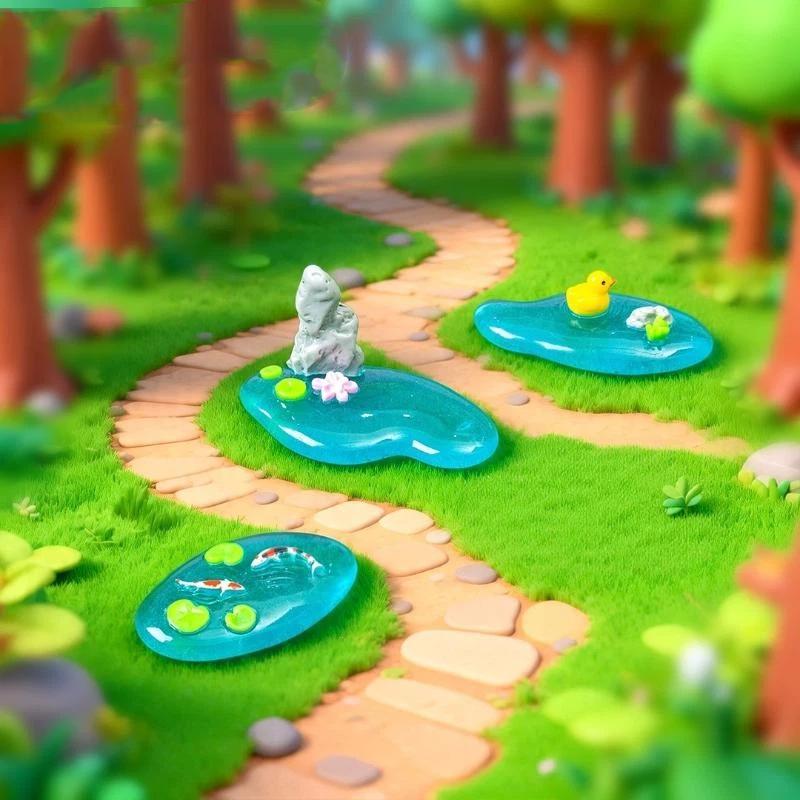 코이 오리 연꽃 미니 레진 연못 장식품 부드러운 표면  - Bonsai Garden With Koi Pond 리뷰 및 가격