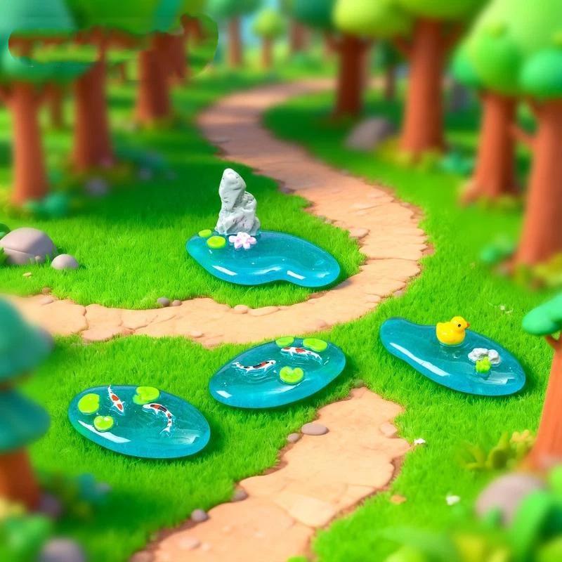 【S】미니 레진 연못 장식품, 잉어, 오리, 연꽃 디자 - Bonsai Garden With Koi Pond 리뷰 및 가격